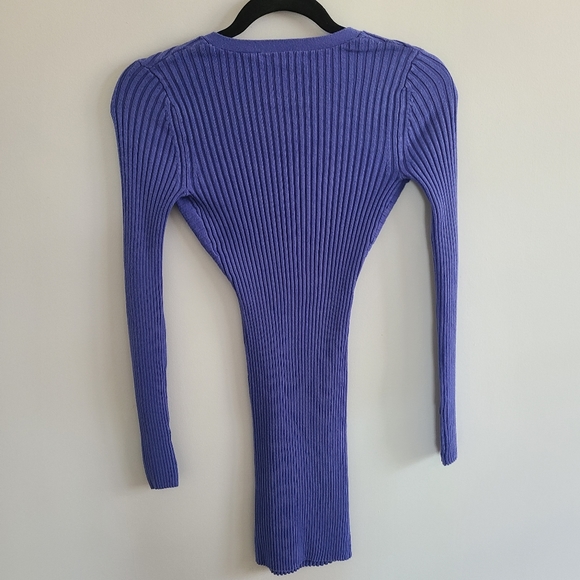 Xs Modal International Blue V-Neck Bodycon Dress - Picture 4 of 4